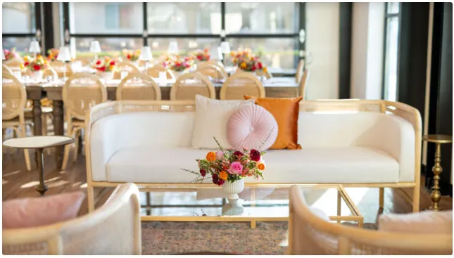 The lounge seating at the Pine & Poppy Showroom